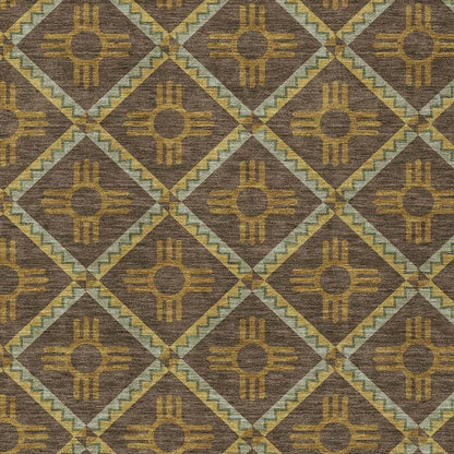 10' X 14' Chocolate And Taupe Geometric Washable Indoor Outdoor Area Rug HomeRoots