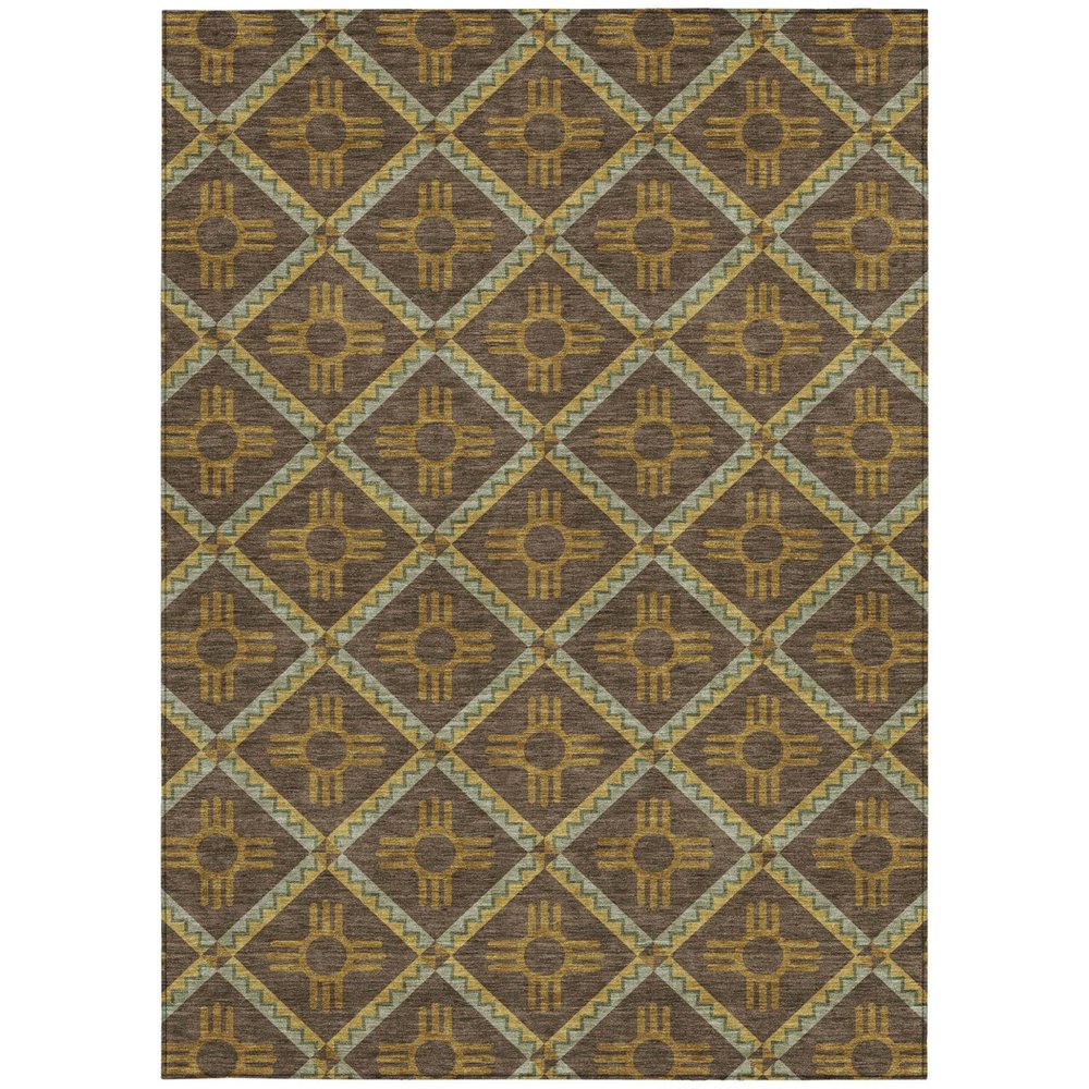 10' X 14' Chocolate And Taupe Geometric Washable Indoor Outdoor Area Rug HomeRoots