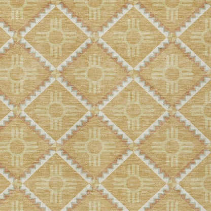 3' X 5' Gold And Brown Geometric Washable Indoor Outdoor Area Rug HomeRoots