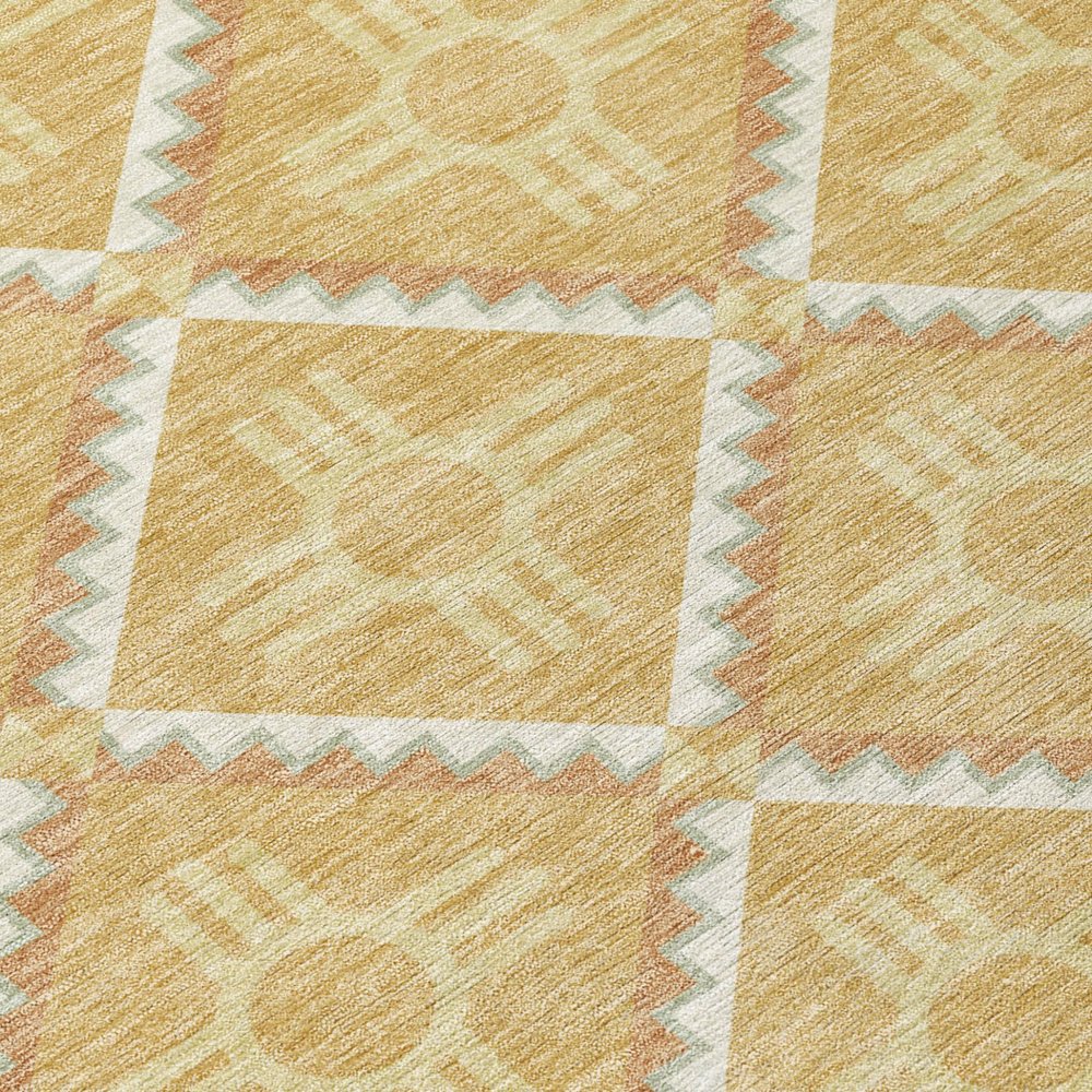 3' X 5' Gold And Brown Geometric Washable Indoor Outdoor Area Rug HomeRoots