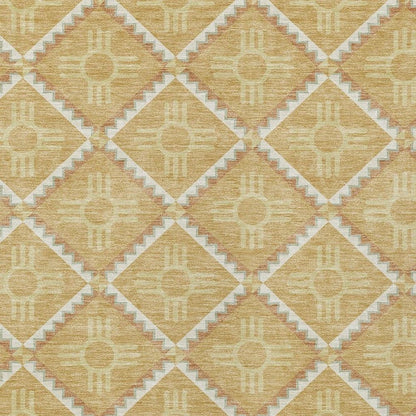 5' X 8' Gold And Brown Geometric Washable Indoor Outdoor Area Rug HomeRoots