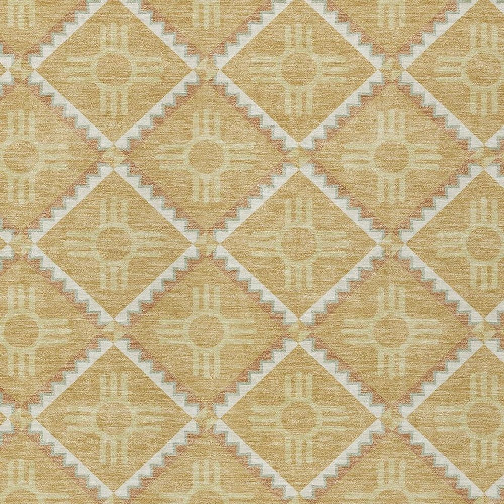 5' X 8' Gold And Brown Geometric Washable Indoor Outdoor Area Rug — view 8