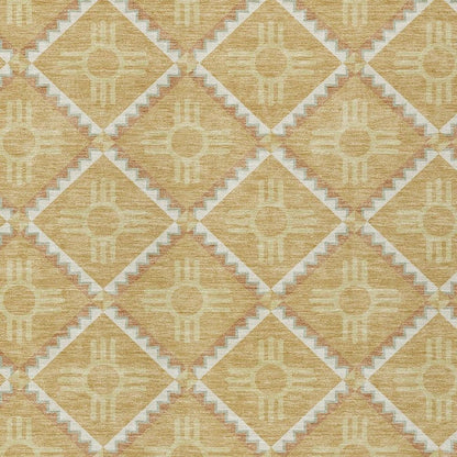 5' X 8' Gold And Brown Geometric Washable Indoor Outdoor Area Rug HomeRoots