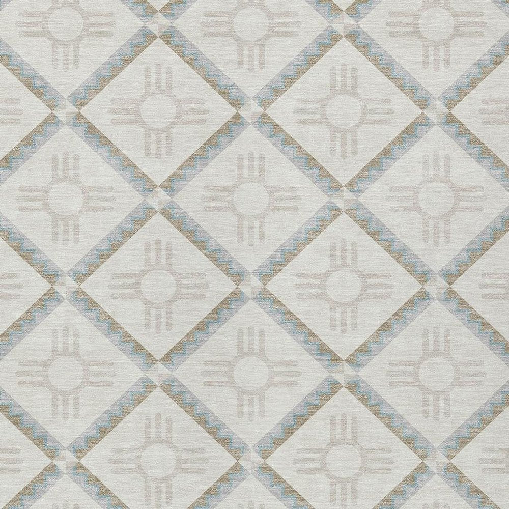9' X 12' Ivory And Linen Geometric Washable Indoor Outdoor Area Rug HomeRoots
