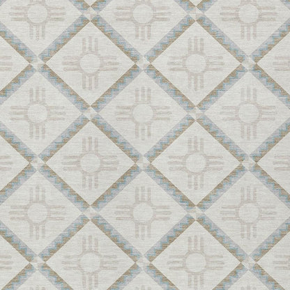 9' X 12' Ivory And Linen Geometric Washable Indoor Outdoor Area Rug HomeRoots