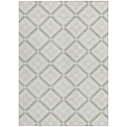 9' X 12' Ivory And Linen Geometric Washable Indoor Outdoor Area Rug HomeRoots
