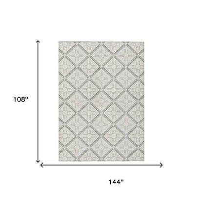 9' X 12' Ivory And Linen Geometric Washable Indoor Outdoor Area Rug HomeRoots