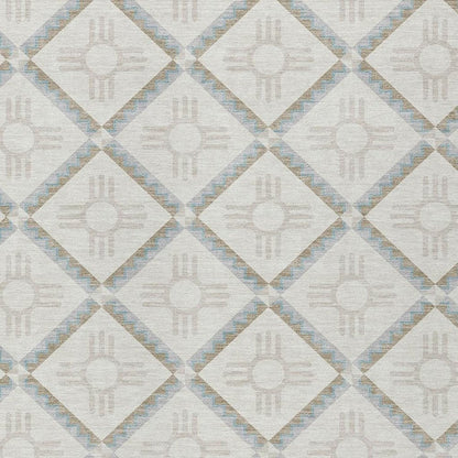 10' X 14' Ivory And Linen Geometric Washable Indoor Outdoor Area Rug HomeRoots