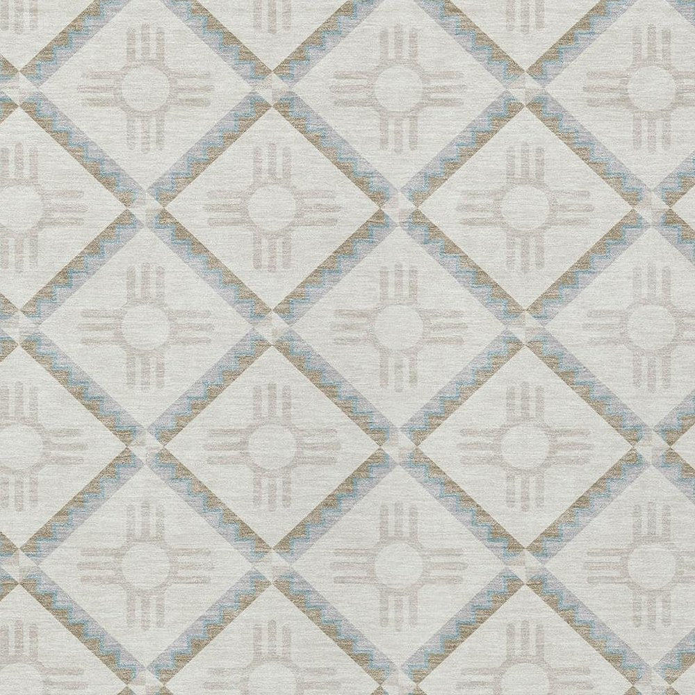 10' X 14' Ivory And Linen Geometric Washable Indoor Outdoor Area Rug HomeRoots