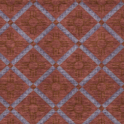 3' X 5' Red And Green Geometric Washable Indoor Outdoor Area Rug