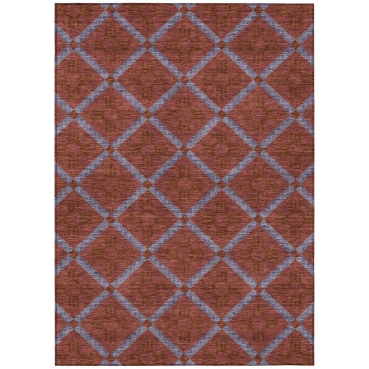 3' X 5' Red And Green Geometric Washable Indoor Outdoor Area Rug