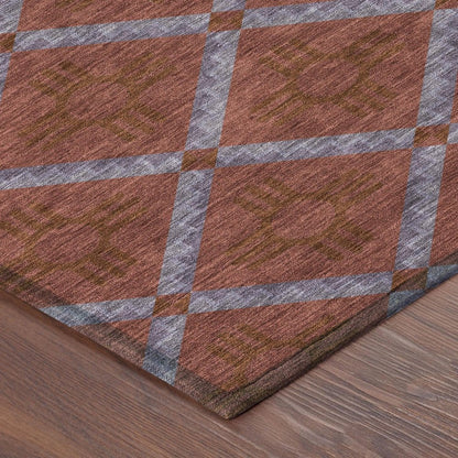 3' X 5' Red And Green Geometric Washable Indoor Outdoor Area Rug HomeRoots