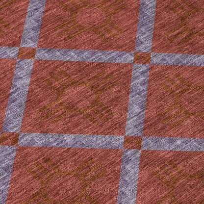 3' X 5' Red And Green Geometric Washable Indoor Outdoor Area Rug HomeRoots