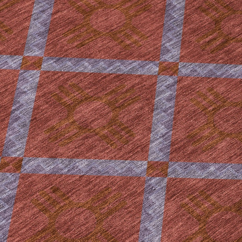 3' X 5' Red And Green Geometric Washable Indoor Outdoor Area Rug
