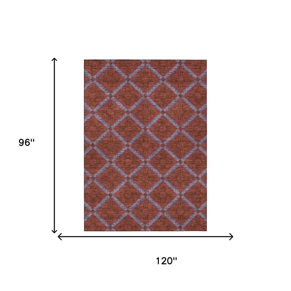 8' X 10' Red And Green Geometric Washable Indoor Outdoor Area Rug HomeRoots
