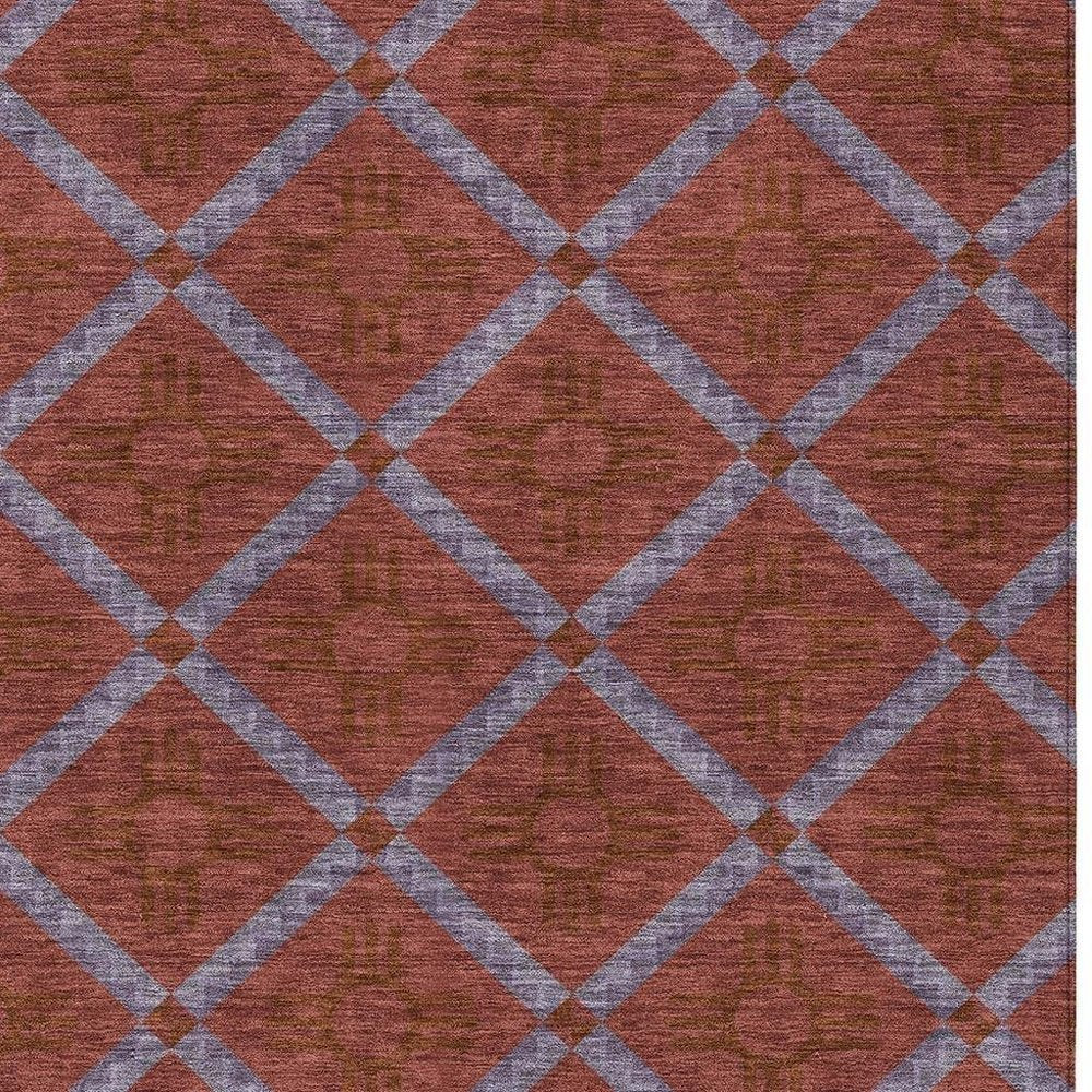 8' X 10' Red And Green Geometric Washable Indoor Outdoor Area Rug — view 8