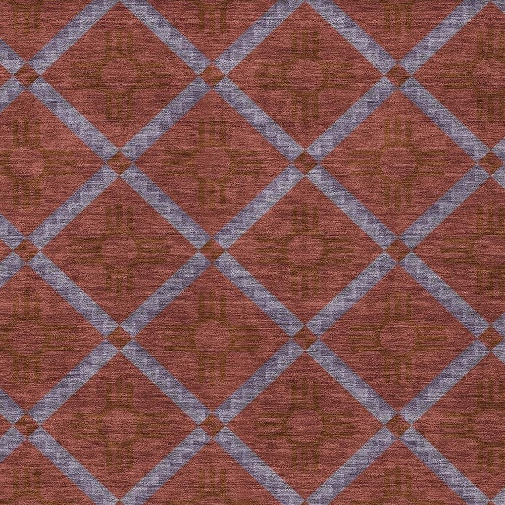 9' X 12' Red And Green Geometric Washable Indoor Outdoor Area Rug — view 4