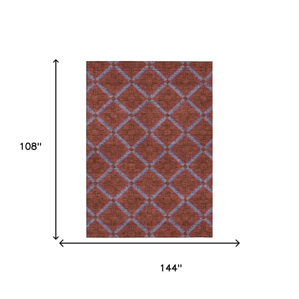 9' X 12' Red And Green Geometric Washable Indoor Outdoor Area Rug HomeRoots