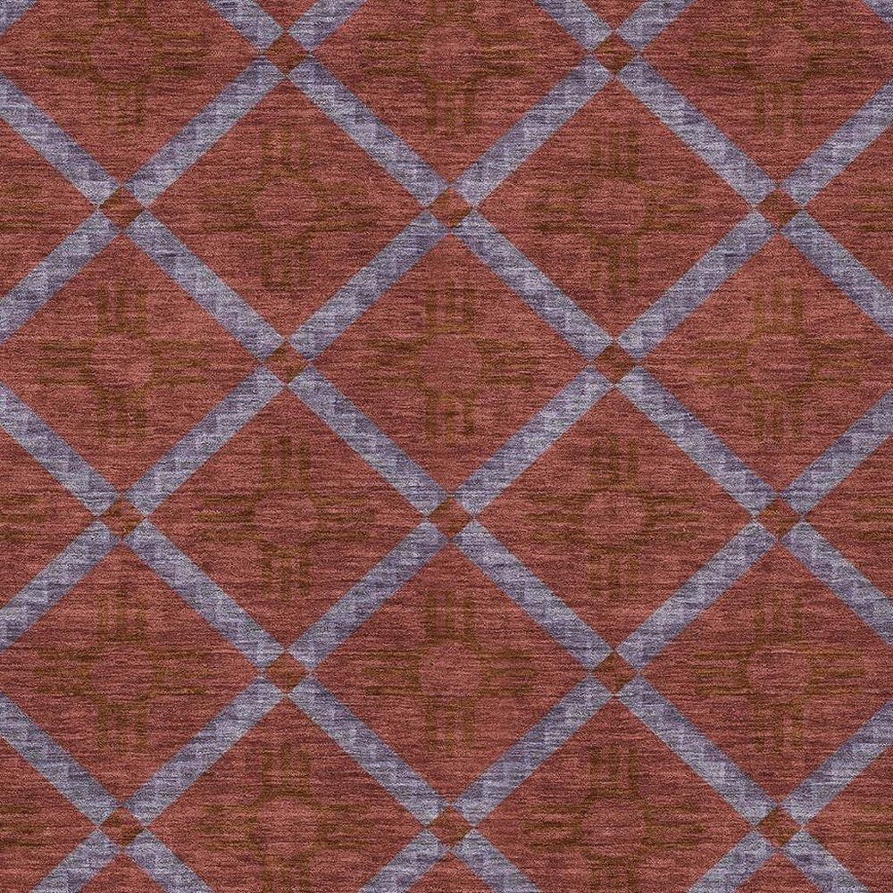 9' X 12' Red And Green Geometric Washable Indoor Outdoor Area Rug — view 8