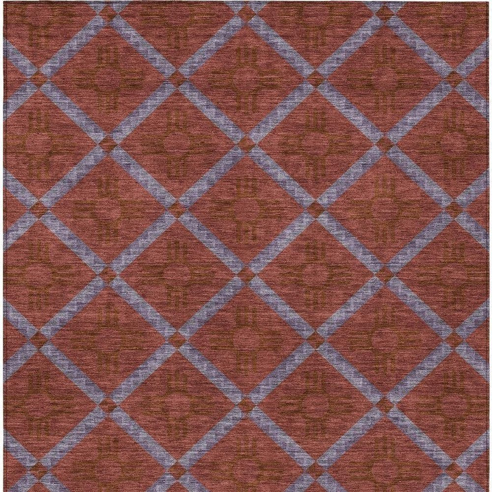 9' X 12' Red And Green Geometric Washable Indoor Outdoor Area Rug — view 9