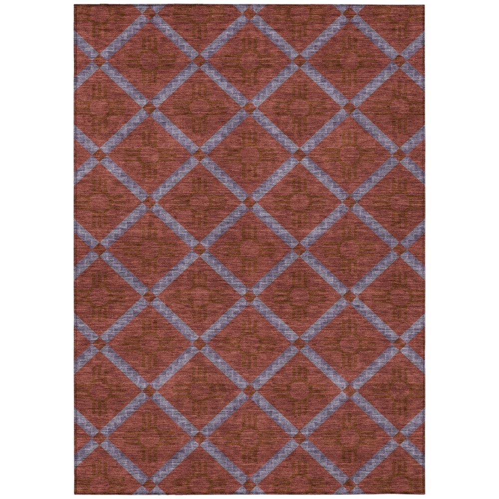 9' X 12' Red And Green Geometric Washable Indoor Outdoor Area Rug — view 1