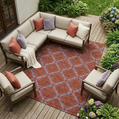 9' X 12' Red And Green Geometric Washable Indoor Outdoor Area Rug HomeRoots