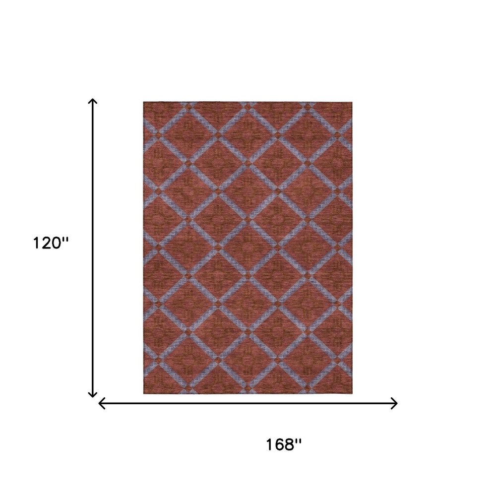 10' X 14' Red And Green Geometric Washable Indoor Outdoor Area Rug HomeRoots