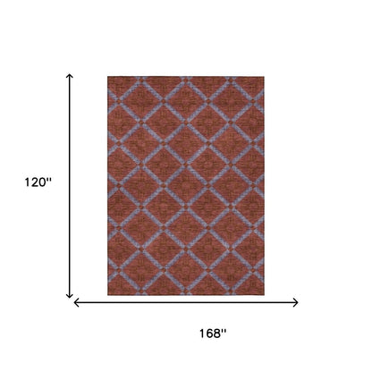 10' X 14' Red And Green Geometric Washable Indoor Outdoor Area Rug HomeRoots