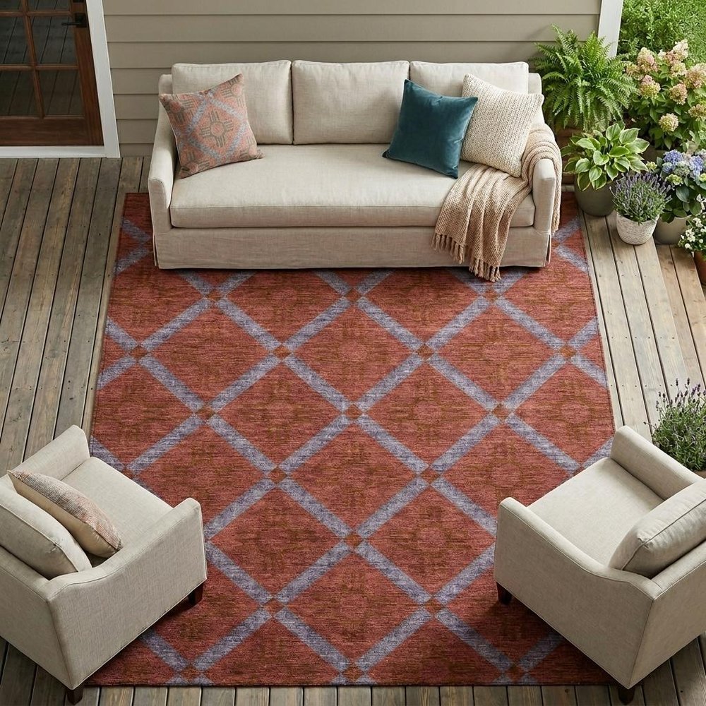 10' X 14' Red And Green Geometric Washable Indoor Outdoor Area Rug HomeRoots