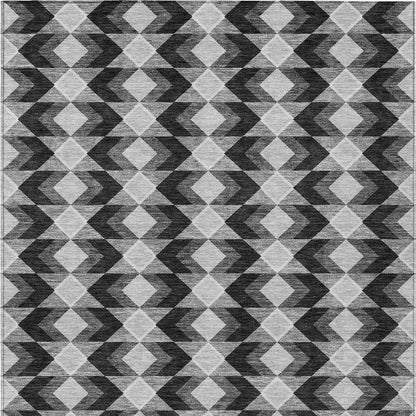5' X 8' Black And Brown Geometric Washable Indoor Outdoor Area Rug HomeRoots