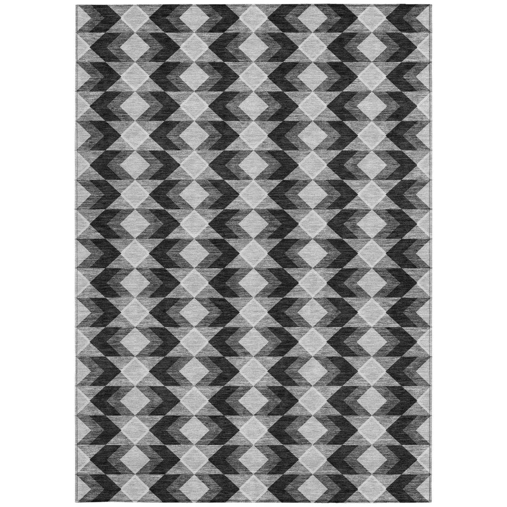 5' X 8' Black And Brown Geometric Washable Indoor Outdoor Area Rug HomeRoots