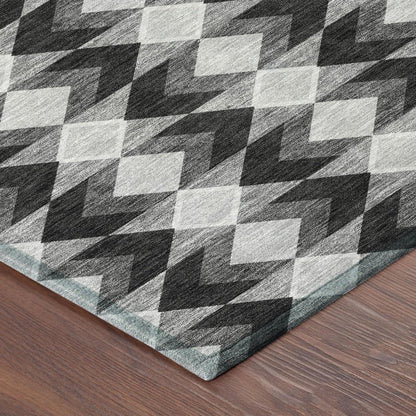 5' X 8' Black And Brown Geometric Washable Indoor Outdoor Area Rug HomeRoots