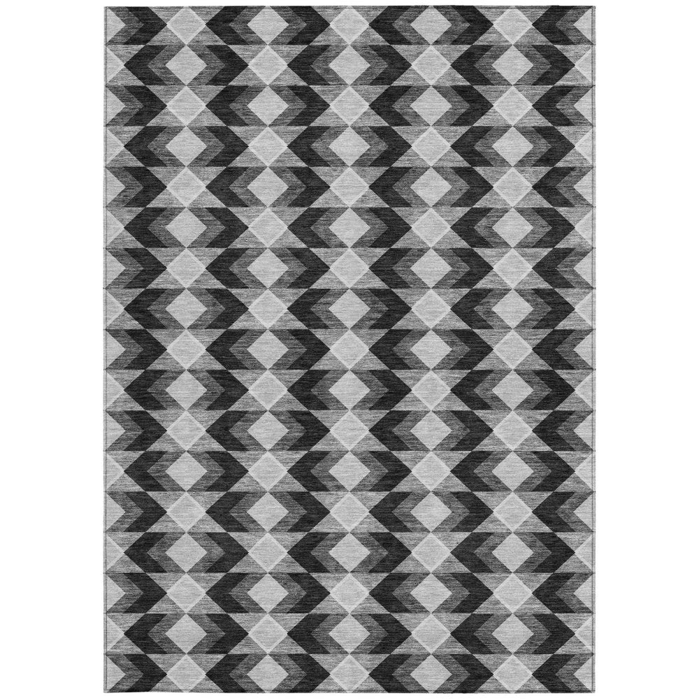8' X 10' Black And Brown Geometric Washable Indoor Outdoor Area Rug — view 5