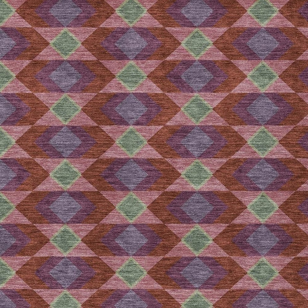 9' X 12' Burgundy And Pewter Geometric Washable Indoor Outdoor Area Rug — view 4