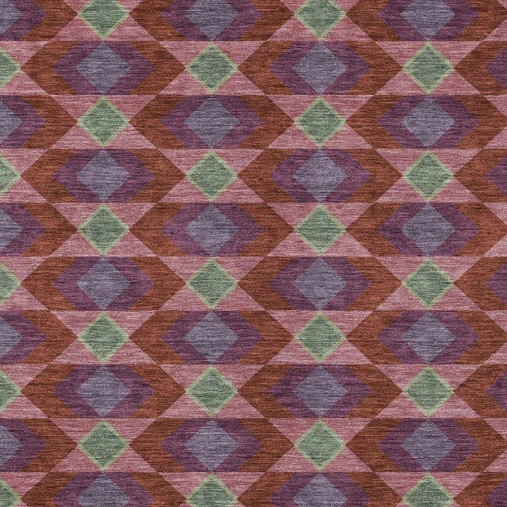 9' X 12' Burgundy And Pewter Geometric Washable Indoor Outdoor Area Rug — view 8