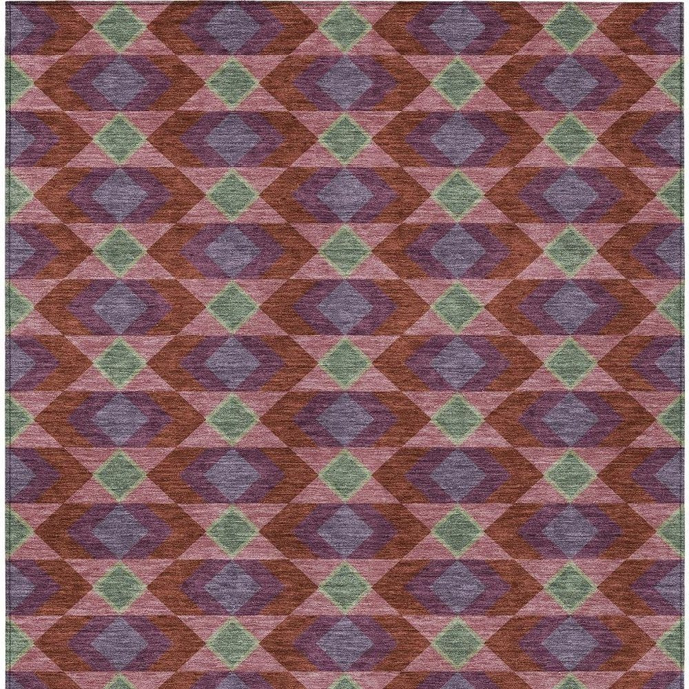 9' X 12' Burgundy And Pewter Geometric Washable Indoor Outdoor Area Rug HomeRoots