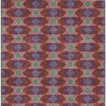 9' X 12' Burgundy And Pewter Geometric Washable Indoor Outdoor Area Rug HomeRoots