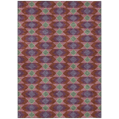 9' X 12' Burgundy And Pewter Geometric Washable Indoor Outdoor Area Rug HomeRoots