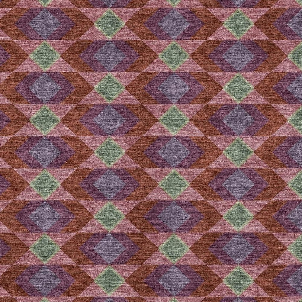 10' X 14' Burgundy And Pewter Geometric Washable Indoor Outdoor Area Rug HomeRoots