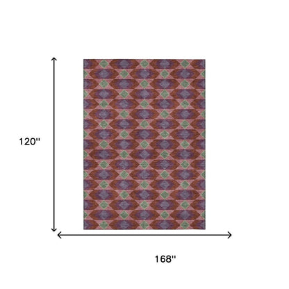 10' X 14' Burgundy And Pewter Geometric Washable Indoor Outdoor Area Rug HomeRoots
