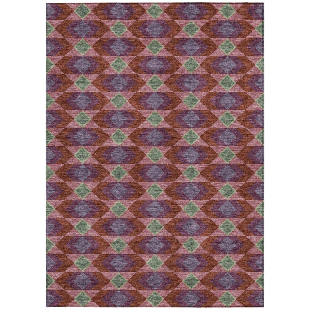 10' X 14' Burgundy And Pewter Geometric Washable Indoor Outdoor Area Rug HomeRoots