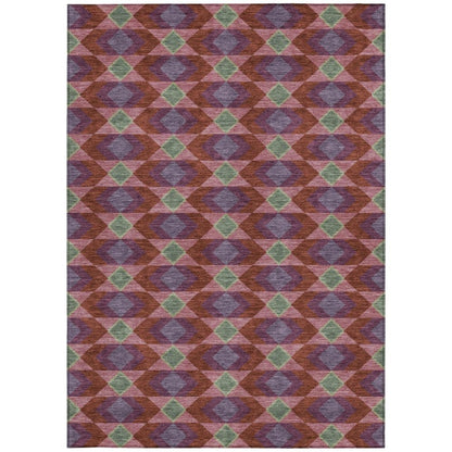 10' X 14' Burgundy And Pewter Geometric Washable Indoor Outdoor Area Rug HomeRoots