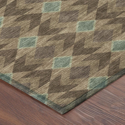 5' X 8' Chocolate And Navy Blue Geometric Washable Indoor Outdoor Area Rug HomeRoots