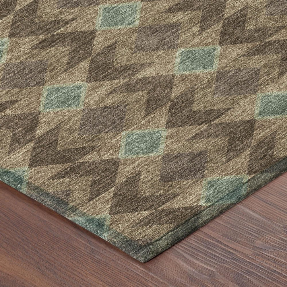 8' Chocolate And Navy Blue Round Geometric Washable Indoor Outdoor Area Rug HomeRoots