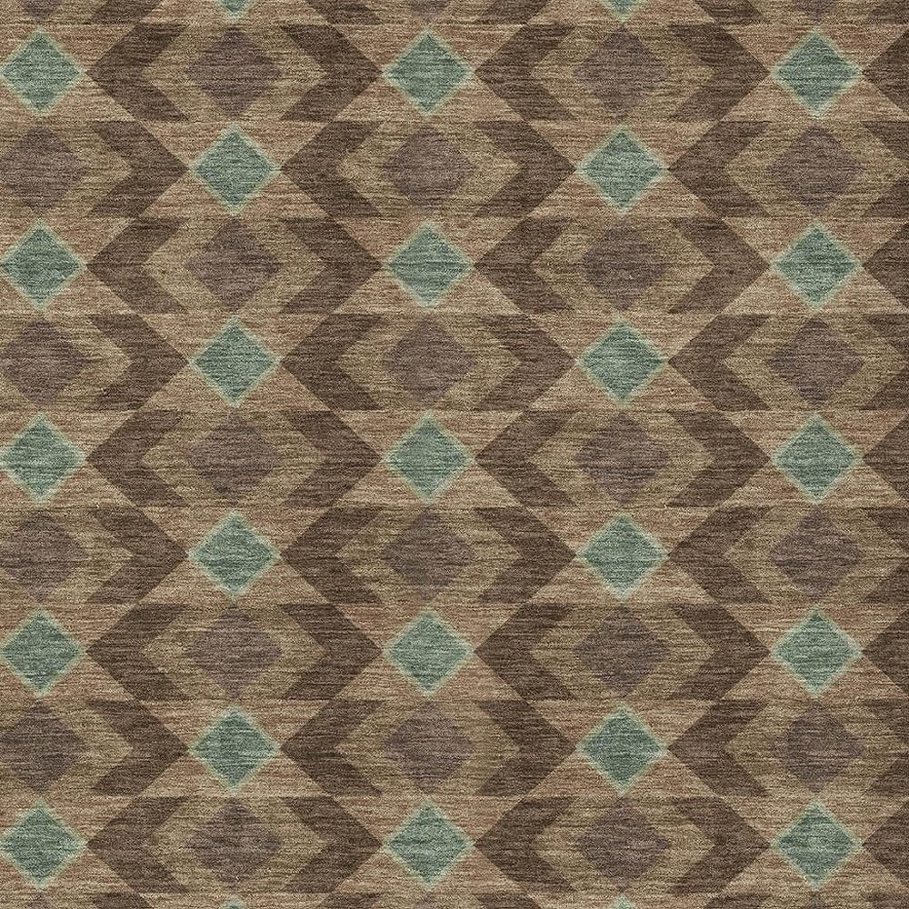 8' X 10' Chocolate And Navy Blue Geometric Washable Indoor Outdoor Area Rug HomeRoots