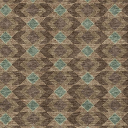 8' X 10' Chocolate And Navy Blue Geometric Washable Indoor Outdoor Area Rug HomeRoots