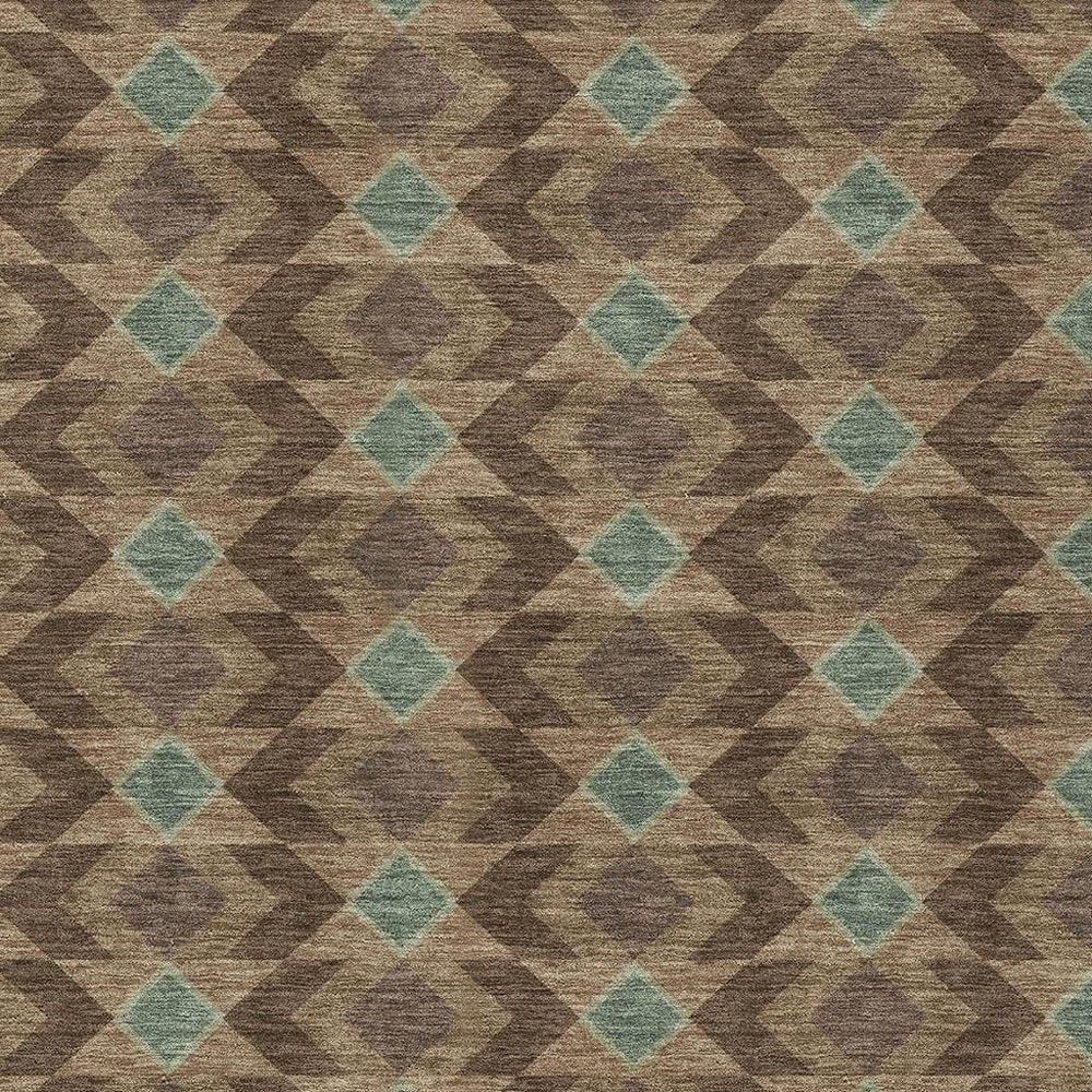 8' X 10' Chocolate And Navy Blue Geometric Washable Indoor Outdoor Area Rug HomeRoots