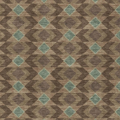 8' X 10' Chocolate And Navy Blue Geometric Washable Indoor Outdoor Area Rug HomeRoots