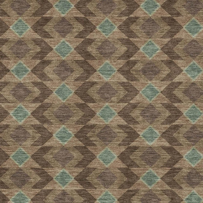 9' X 12' Chocolate And Navy Blue Geometric Washable Indoor Outdoor Area Rug HomeRoots