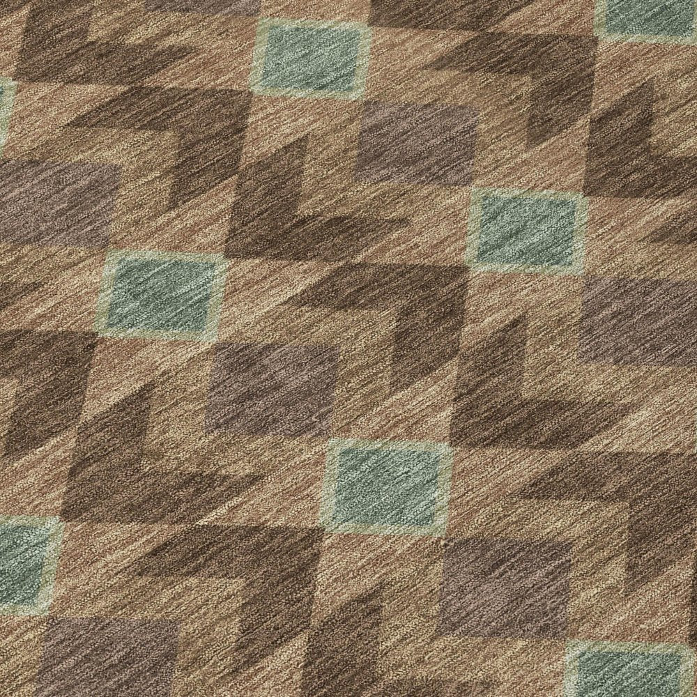 9' X 12' Chocolate And Navy Blue Geometric Washable Indoor Outdoor Area Rug — view 3